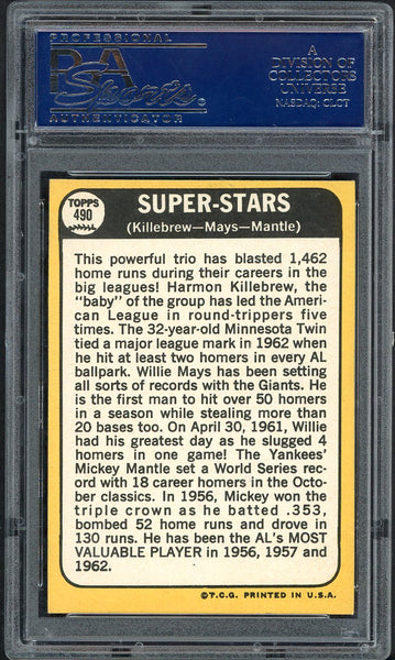 1968 Topps Baseball #490 Mickey Mantle Willie Mays PSA 6 EX-MT 555014