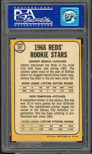 1968 Topps Baseball #247 Johnny Bench Reds PSA 7 NM St 555015