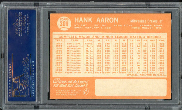 1964 Topps Baseball #300 Hank Aaron Braves PSA 4 VG-EX 555016