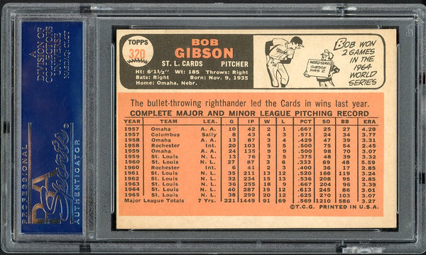 1966 Topps Baseball #320 Bob Gibson Cardinals PSA 5 EX 555018