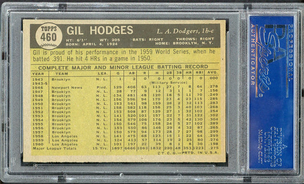 1961 Topps Baseball #460 Gil Hodges Dodgers PSA 6 EX-MT 555020