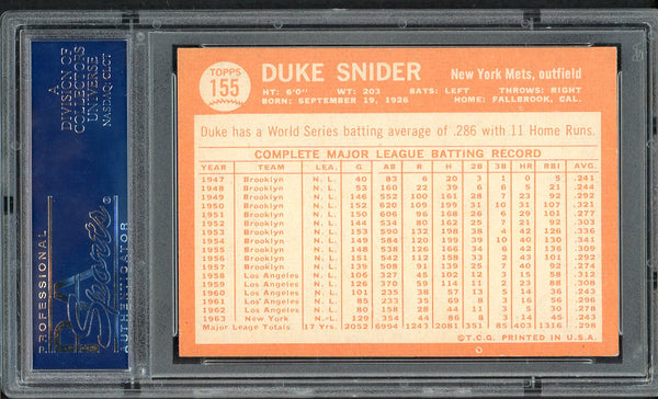 1964 Topps Baseball #155 Duke Snider Mets PSA 6 EX-MT 555021