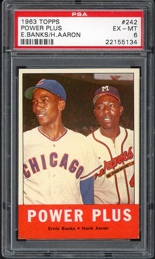 1963 Topps Baseball #242 Hank Aaron Ernie Banks PSA 6 EX-MT 555030
