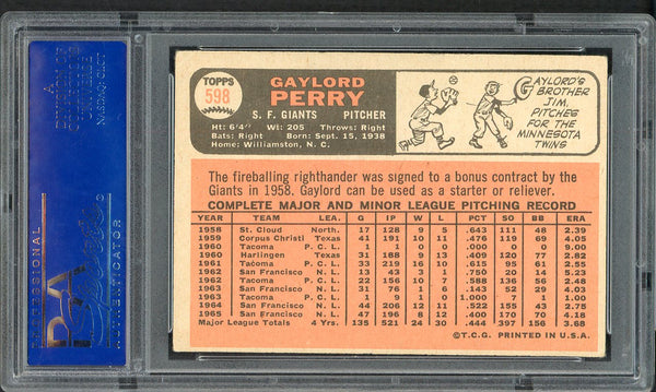 1966 Topps Baseball #598 Gaylord Perry Giants PSA 5 EX 555031