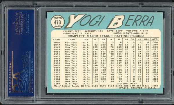 1965 Topps Baseball #470 Yogi Berra Mets PSA 4 VG-EX 555033