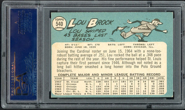 1965 Topps Baseball #540 Lou Brock Cardinals PSA 6 EX-MT 555034