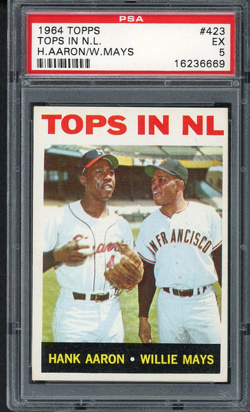 1964 Topps Baseball #423 Hank Aaron Willie Mays PSA 5 EX 555036
