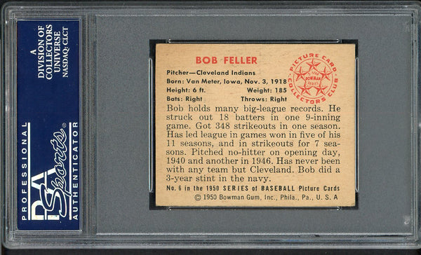 1950 Bowman Baseball #006 Bob Feller Indians PSA 5 EX 555037