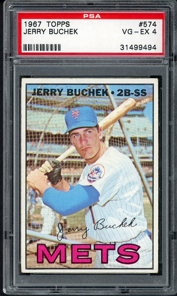 1967 Topps Baseball #574 Jerry Buchek Mets PSA 4 VG-EX 555050