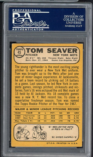 1968 Topps Baseball #045 Tom Seaver Mets PSA 5 EX 555055
