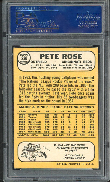 1968 Topps Baseball #230 Pete Rose Reds PSA 5 EX 555057