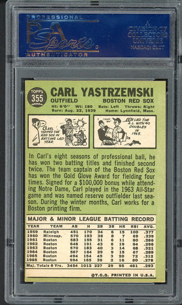 1967 Topps Baseball #355 Carl Yastrzemski Red Sox PSA 5 EX 555058