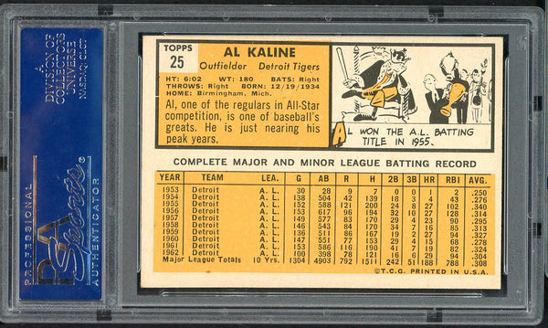1963 Topps Baseball #025 Al Kaline Tigers PSA 5 EX 555063