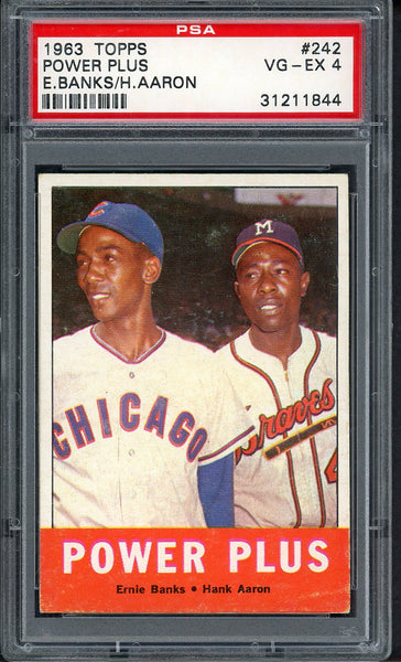 1963 Topps Baseball #242 Hank Aaron Ernie Banks PSA 4 VG-EX 555065