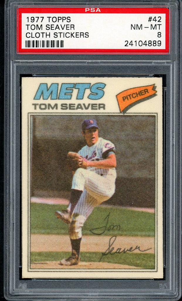 1977 Topps Baseball Cloth Stickers #042 Tom Seaver Mets PSA 8 NM/MT 555069