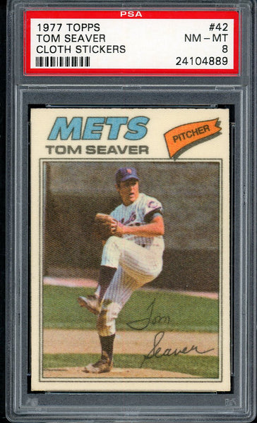 1977 Topps Baseball Cloth Stickers #042 Tom Seaver Mets PSA 8 NM/MT 555069