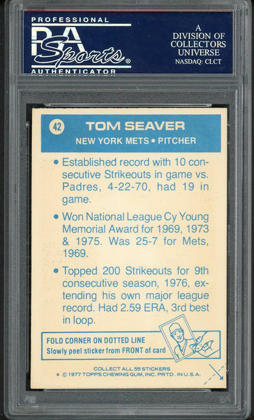 1977 Topps Baseball Cloth Stickers #042 Tom Seaver Mets PSA 8 NM/MT 555069
