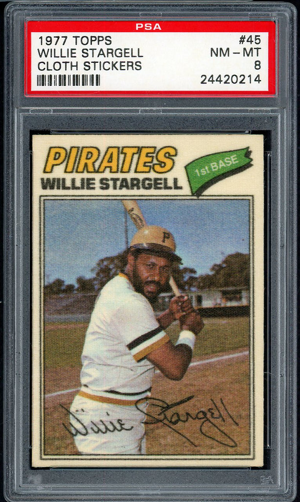1977 Topps Baseball Cloth Stickers #045 Willie Stargell Pirates PSA 8 NM/MT 555071