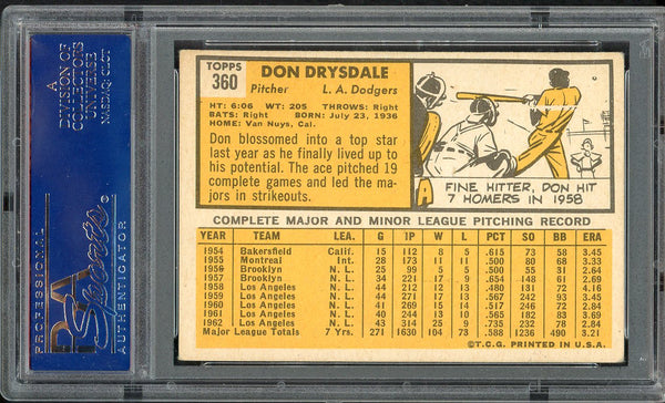 1963 Topps Baseball #360 Don Drysdale Dodgers PSA 4 VG-EX 555080