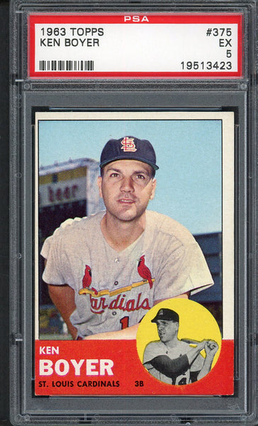 1963 Topps Baseball #375 Ken Boyer Cardinals PSA 5 EX 555085