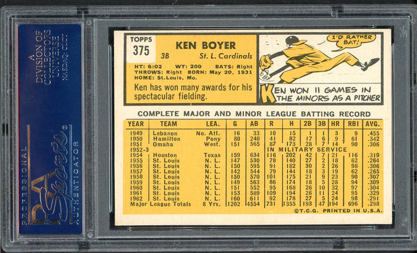 1963 Topps Baseball #375 Ken Boyer Cardinals PSA 5 EX 555085