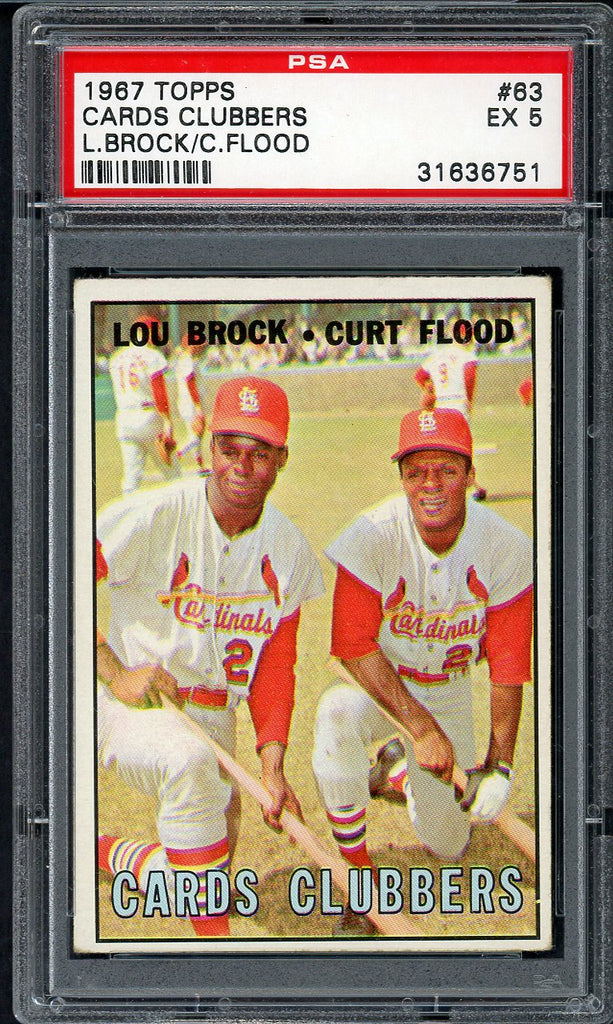 1967 Topps Baseball #063 Lou Brock Curt Flood PSA 5 EX 555098