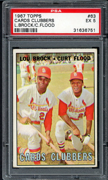 1967 Topps Baseball #063 Lou Brock Curt Flood PSA 5 EX 555098