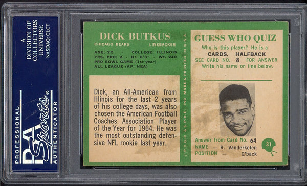 1966 Philadelphia Football #031 Dick Butkus Bears PSA 4 VG-EX 555100