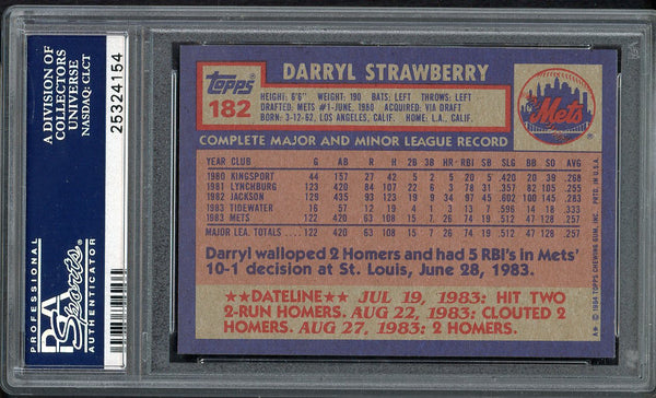 1984 Topps #182 Darryl Strawberry Mets PSA 9 MINT 555104