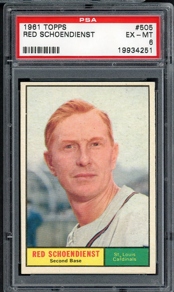 1961 Topps Baseball #505 Red Schoendienst Cardinals PSA 6 EX-MT 555111