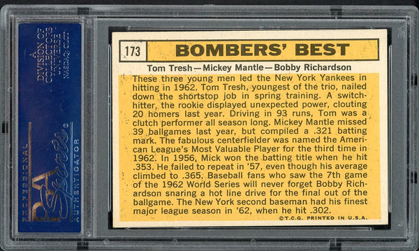 1963 Topps Baseball #173 Mickey Mantle Bobby Richardson PSA 4 VG-EX 555114