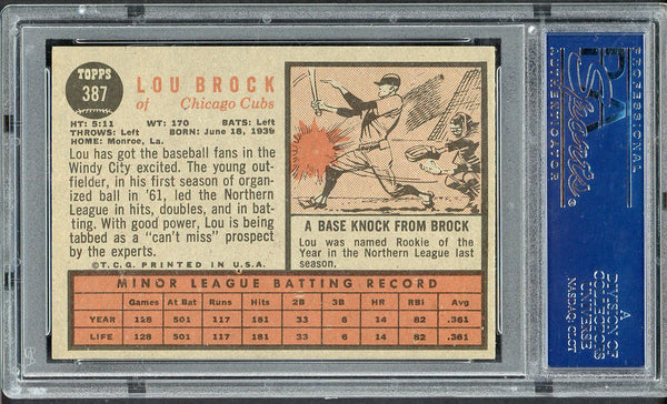1962 Topps Baseball #387 Lou Brock Cubs PSA 5 EX 555121