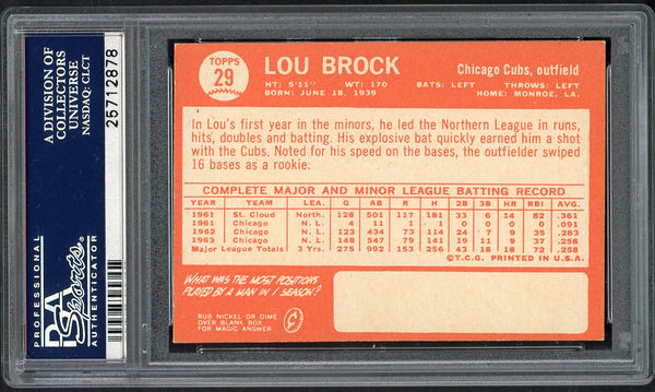 1964 Topps Baseball #029 Lou Brock Cubs PSA 6 EX-MT 555123