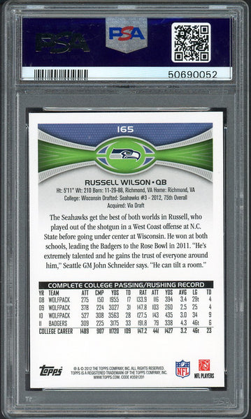 2012 Topps #165 Russell Wilson Seahawks PSA 10 GEM MINT Passing 555134