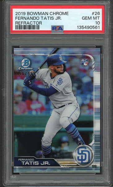 2019 Bowman Chrome Refractor #026 Fernando Tatis Jr Padres PSA 10 GEM MINT 555153
