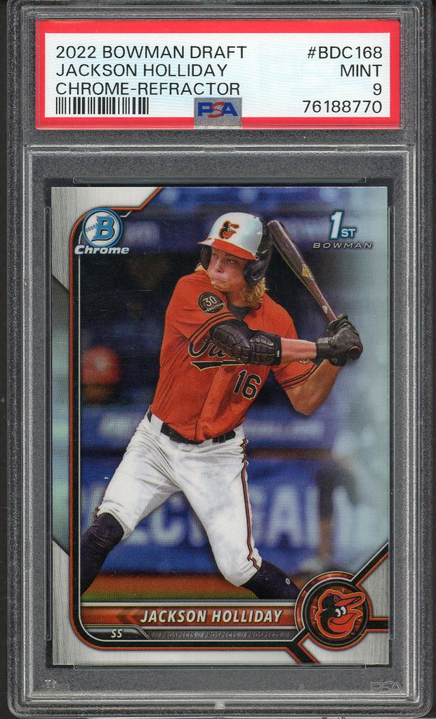 2022 Bowman Draft Chrome #BDC168 Jackson Holliday Orioles PSA 9 MINT Refractor 555161