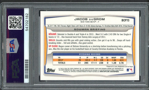 2014 Bowman Chrome Prospects #BCP73 Jacob DeGrom Mets PSA 10 GEM MINT 555165