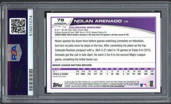 2013 Topps Chrome #078 Nolan Arenado Rockies PSA 9 MINT Refractor 555169