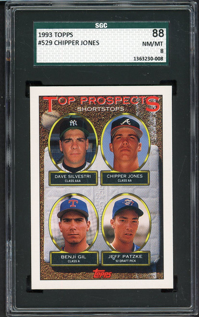 1993 Topps #529 Chipper Jones Braves SGC 8 NM/MT 555191