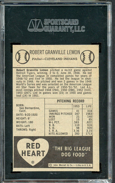 1954 Red Heart Bob Lemon Indians SGC 5 EX 555195