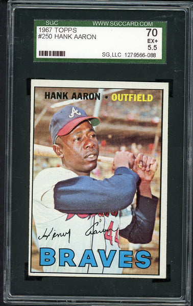 1967 Topps Baseball #250 Hank Aaron Braves SGC 5.5 EX+ 555198