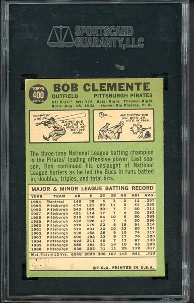 1967 Topps Baseball #400 Roberto Clemente Pirates SGC 5 EX 555201