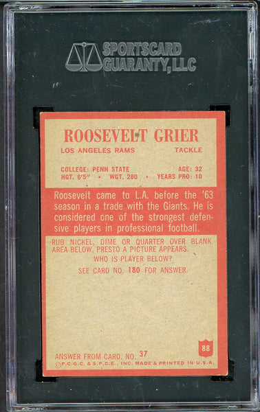 1965 Philadelphia Football #088 Rosie Grier Rams SGC 6.5 EX-MT+ 555202