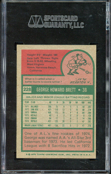 1975 Topps Baseball #228 George Brett Royals SGC 6 EX-MT 555204