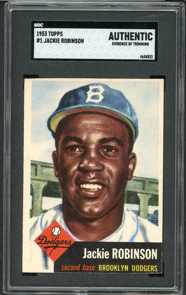 1953 Topps Baseball #001 Jackie Robinson Dodgers SGC Auth 555206