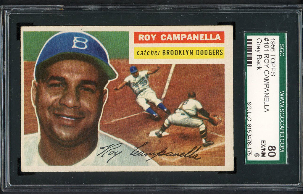 1956 Topps Baseball #101 Roy Campanella Dodgers SGC 6 EX-MT Gray 555209