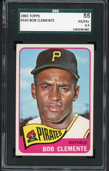 1965 Topps Baseball #160 Roberto Clemente Pirates SGC 4.5 VG-EX+ 555217