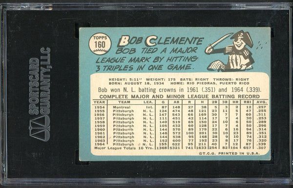 1965 Topps Baseball #160 Roberto Clemente Pirates SGC 4.5 VG-EX+ 555217
