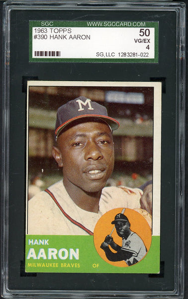 1963 Topps Baseball #390 Hank Aaron Braves SGC 4 VG-EX 555218