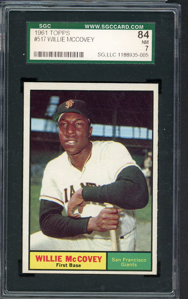 1961 Topps Baseball #517 Willie McCovey Giants SGC 7 NM 555219